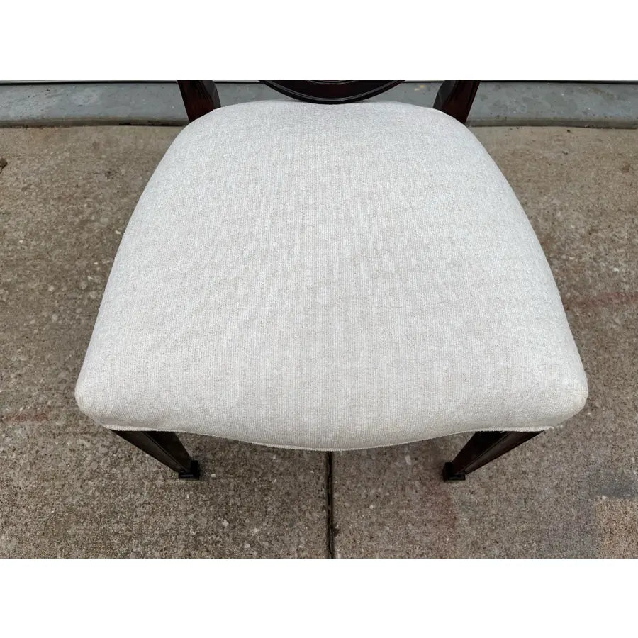Stickley Mahogany Wheat Sheaf Back Dining Chairs- Newly Upholstered in Cream- Set of 6