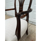 Stickley Mahogany Wheat Sheaf Back Dining Chairs- Newly Upholstered in Cream- Set of 6