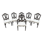 Stickley Mahogany Wheat Sheaf Back Dining Chairs- Newly Upholstered in Cream- Set of 6