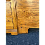 Thomasville Illuminated Oak Queen Bed Unit- Headboard, Bridge, Nightstand Armoires, and Mirror