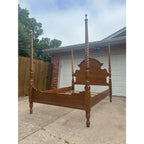 Traditional Oak Queen Size Rope Twist Four Poster Bed Frame