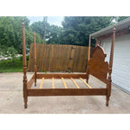 Traditional Oak Queen Size Rope Twist Four Poster Bed Frame