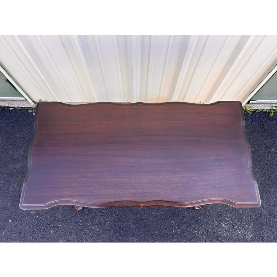 Traditional Victorian Mahogany Console Side Table- Clawfoot, Scalloped Edge