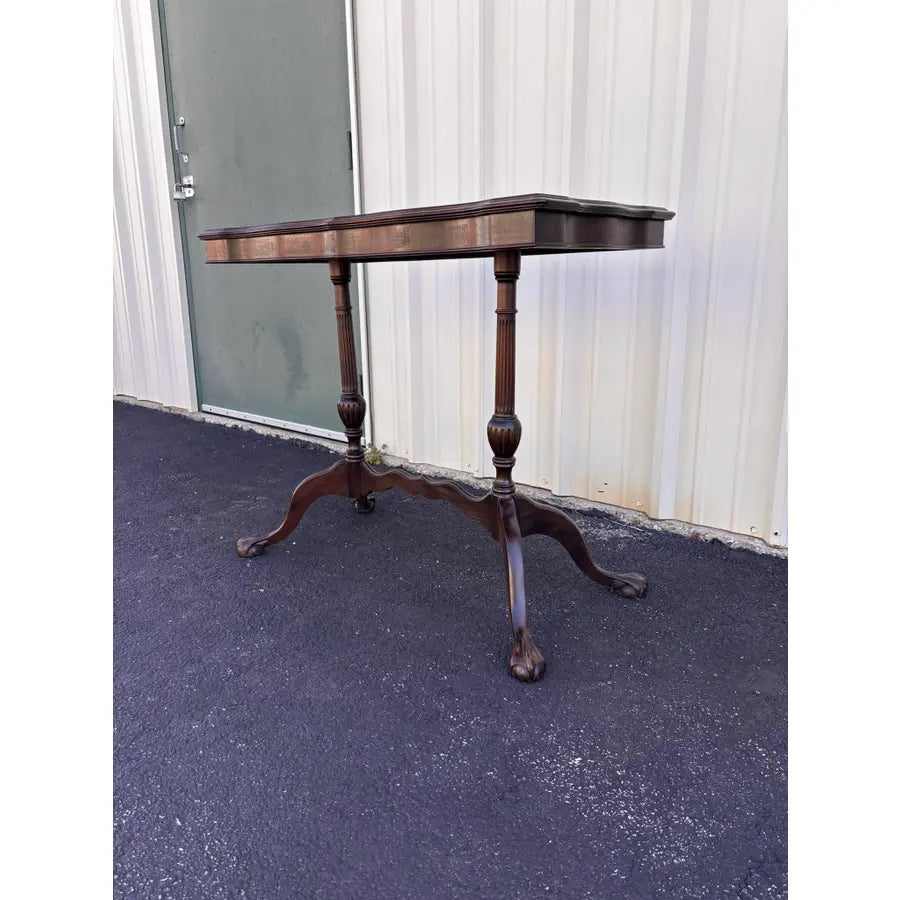 Traditional Victorian Mahogany Console Side Table- Clawfoot, Scalloped Edge