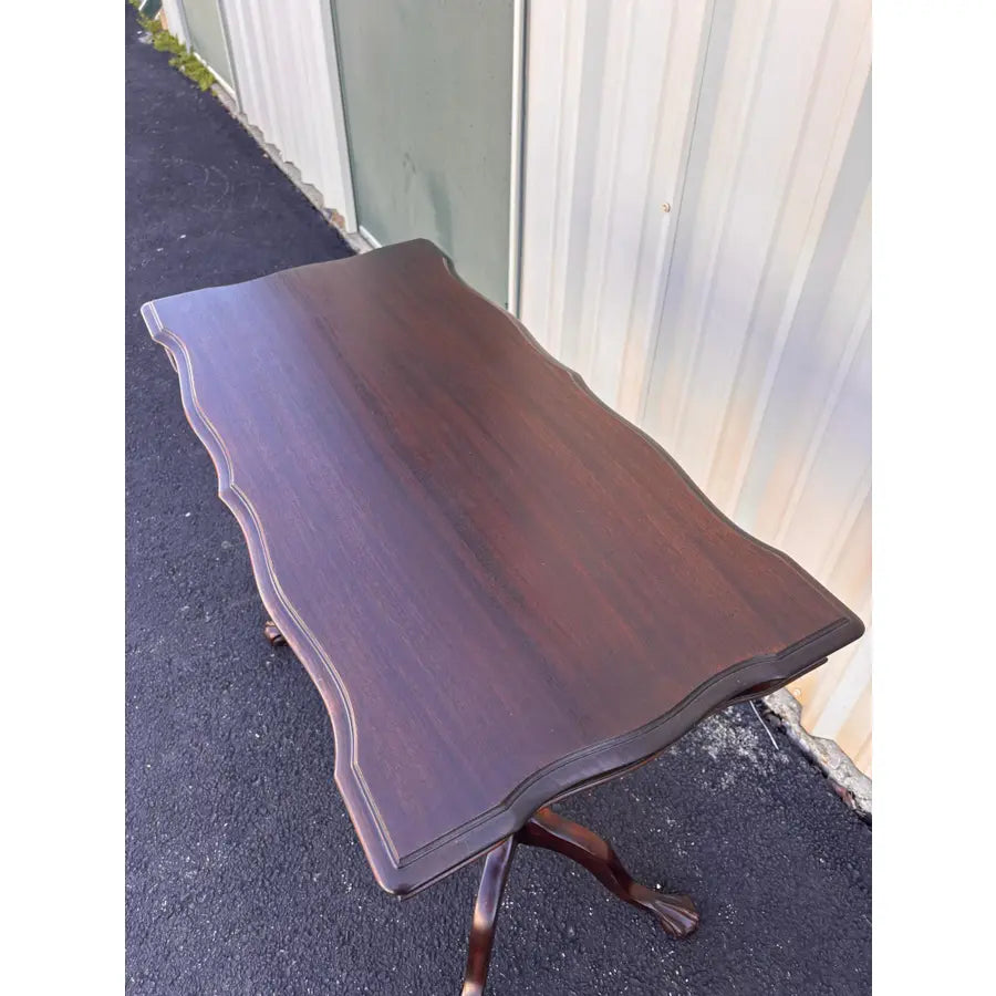 Traditional Victorian Mahogany Console Side Table- Clawfoot, Scalloped Edge