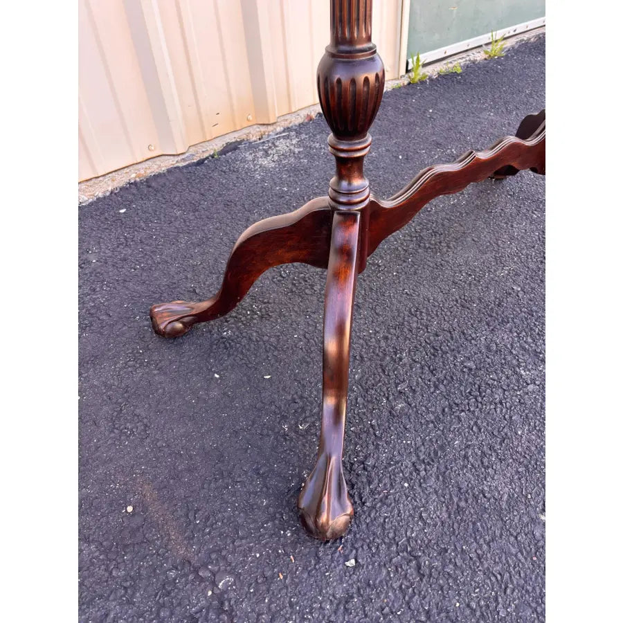 Traditional Victorian Mahogany Console Side Table- Clawfoot, Scalloped Edge