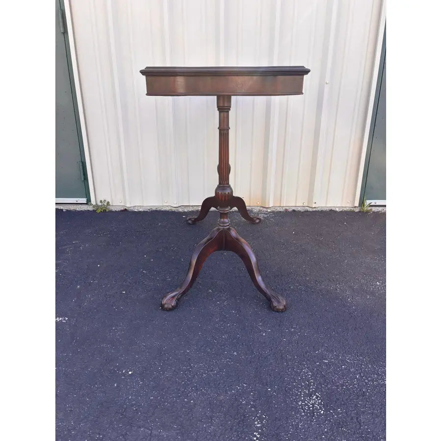 Traditional Victorian Mahogany Console Side Table- Clawfoot, Scalloped Edge