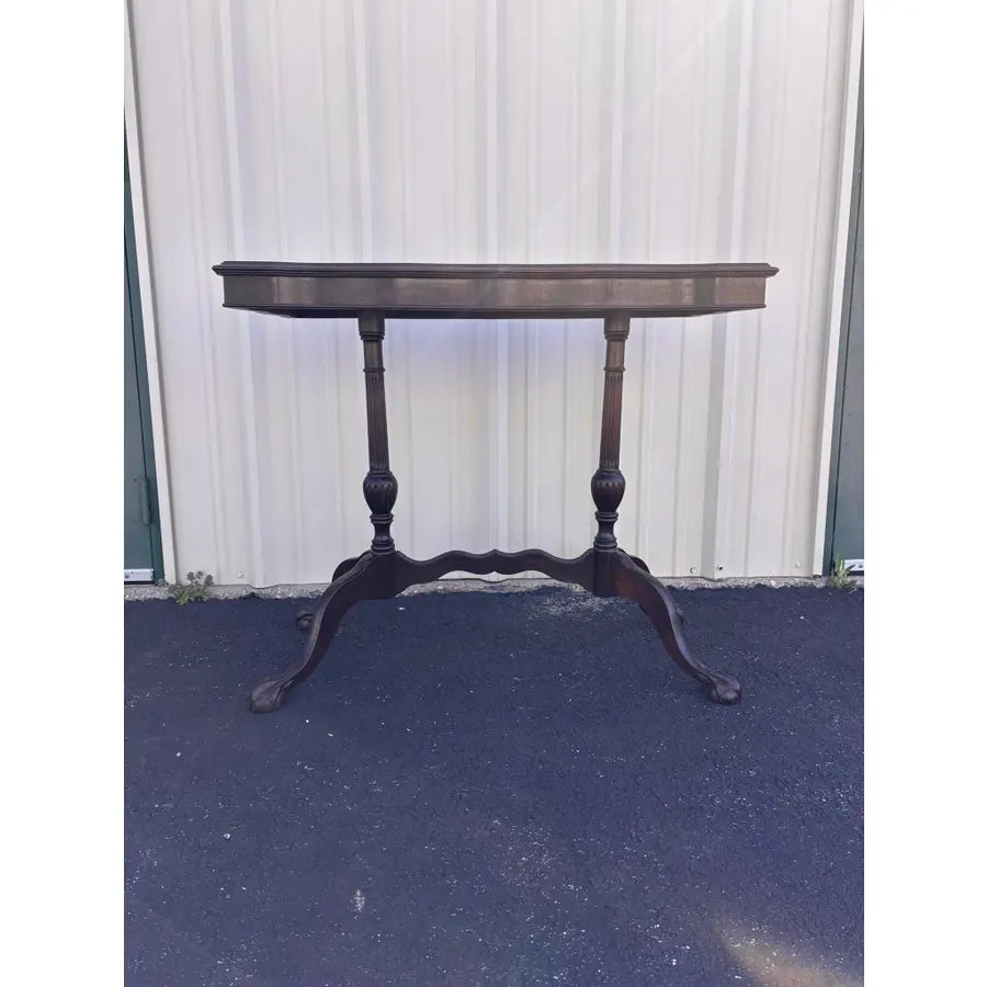 Traditional Victorian Mahogany Console Side Table- Clawfoot, Scalloped Edge