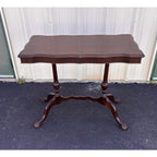 Traditional Victorian Mahogany Console Side Table- Clawfoot, Scalloped Edge