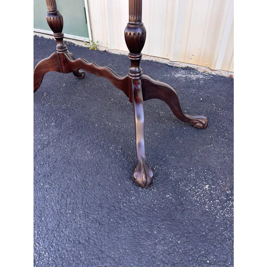 Traditional Victorian Mahogany Console Side Table- Clawfoot, Scalloped Edge