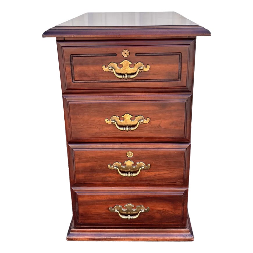 Two-Drawer Cherry Chippendale Style Filing Cabinet
