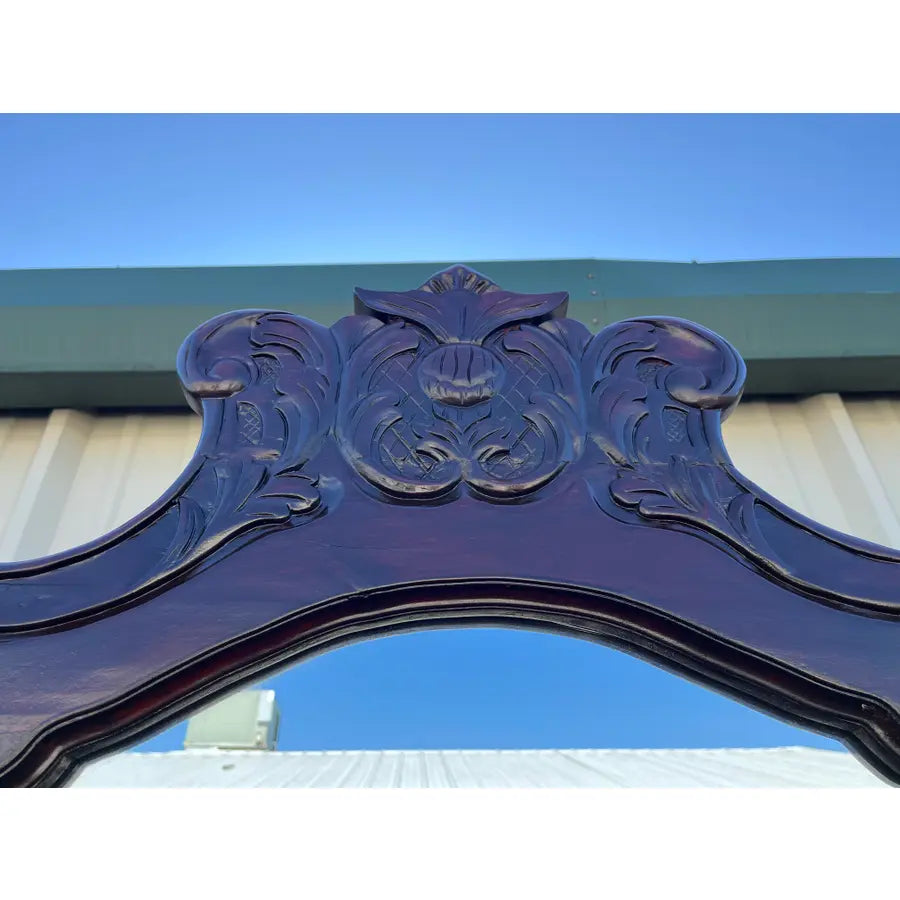 Victorian Carved Mahogany Hall Seat or Hall Tree With Mirror
