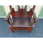 Victorian Carved Mahogany Hall Seat or Hall Tree With Mirror