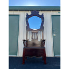 Victorian Carved Mahogany Hall Seat or Hall Tree With Mirror