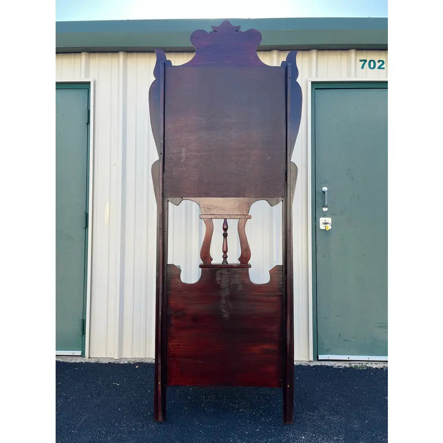 Victorian Carved Mahogany Hall Seat or Hall Tree With Mirror