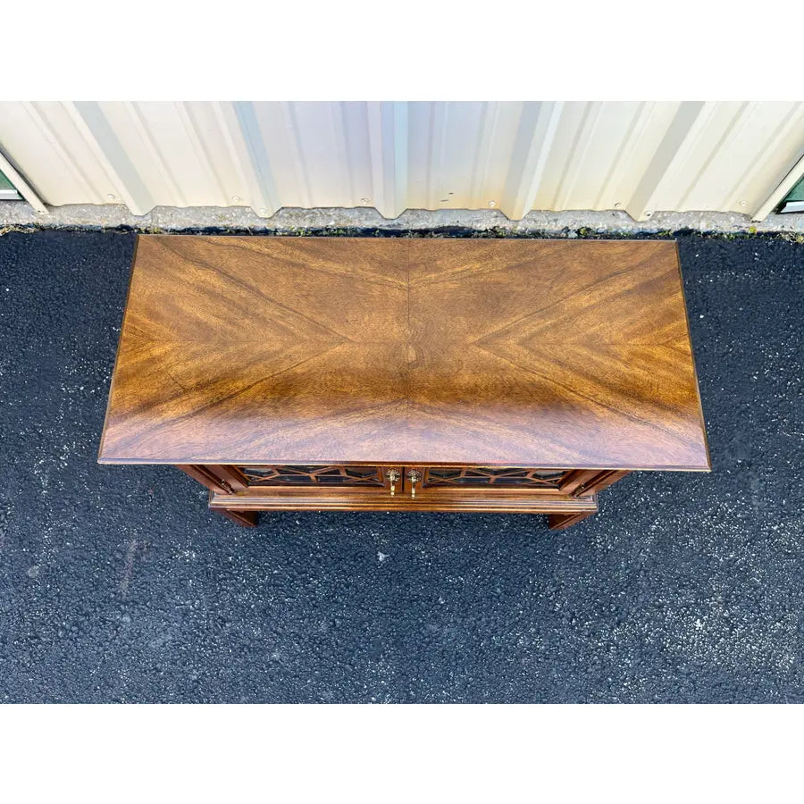 Vintage Chinoiserie Walnut Nightstand or Side Table