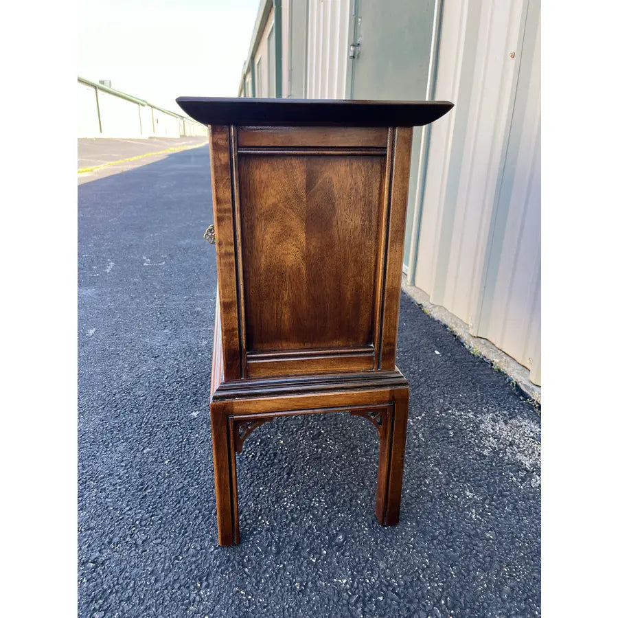 Vintage Chinoiserie Walnut Nightstand or Side Table