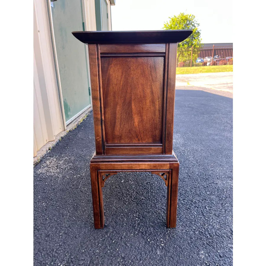 Vintage Chinoiserie Walnut Nightstand or Side Table