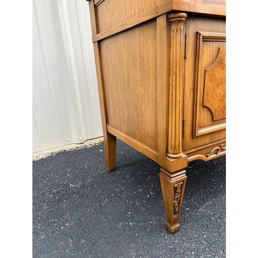 Vintage Neoclassical Fruitwood and Burl Nightstands- A Pair