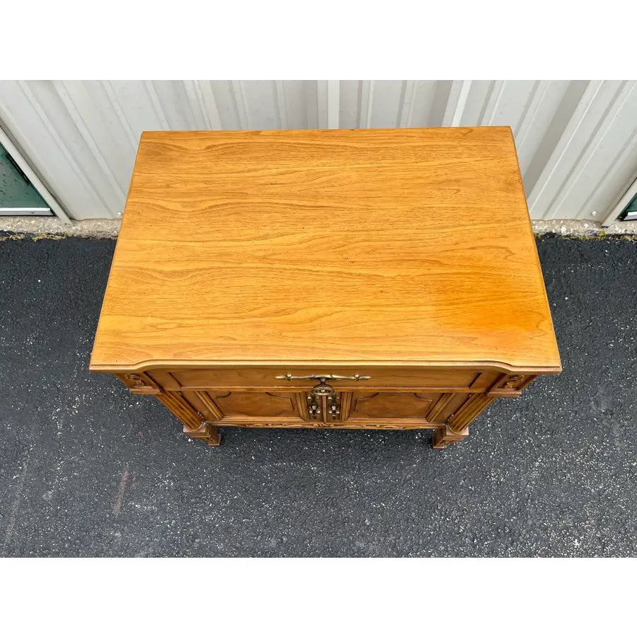 Vintage Neoclassical Fruitwood and Burl Nightstands- A Pair