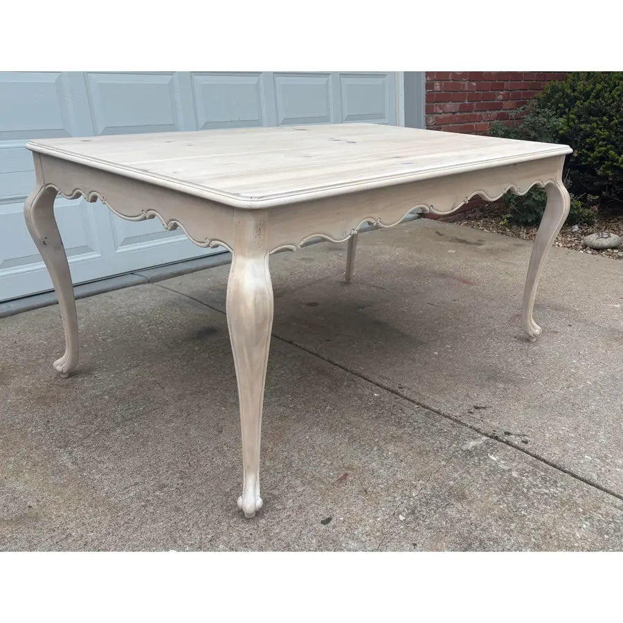 Whitewashed Knotty Pine French Country Dining Table