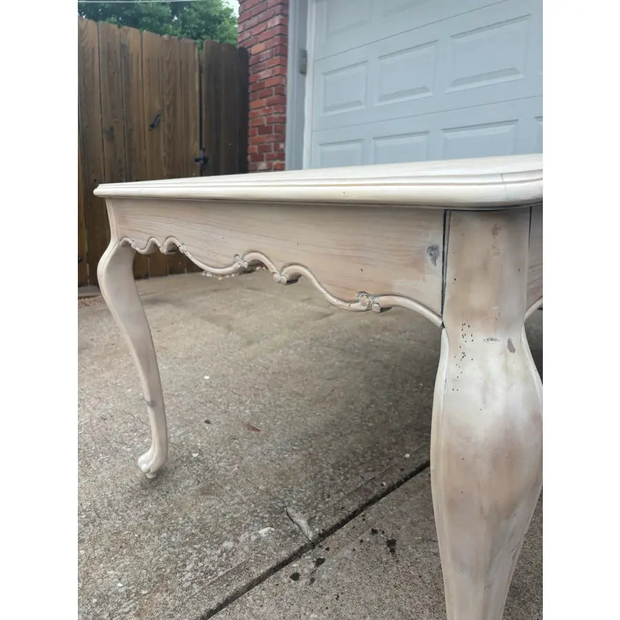 Whitewashed Knotty Pine French Country Dining Table