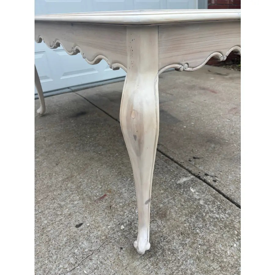 Whitewashed Knotty Pine French Country Dining Table