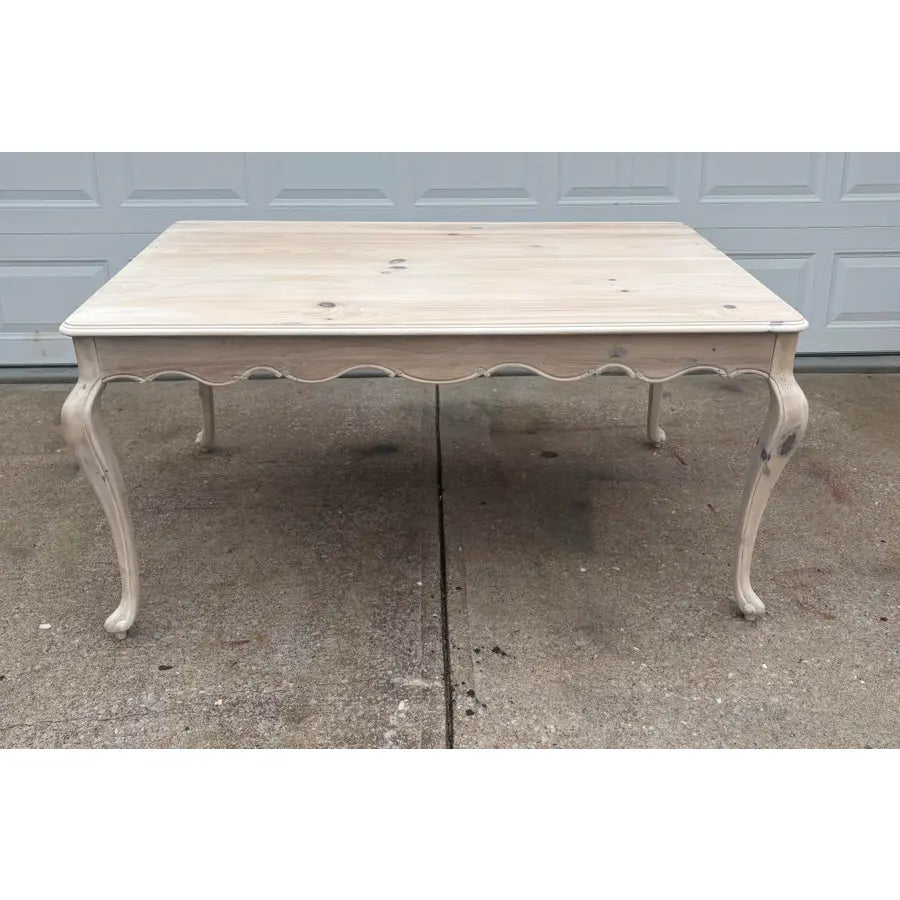 Whitewashed Knotty Pine French Country Dining Table