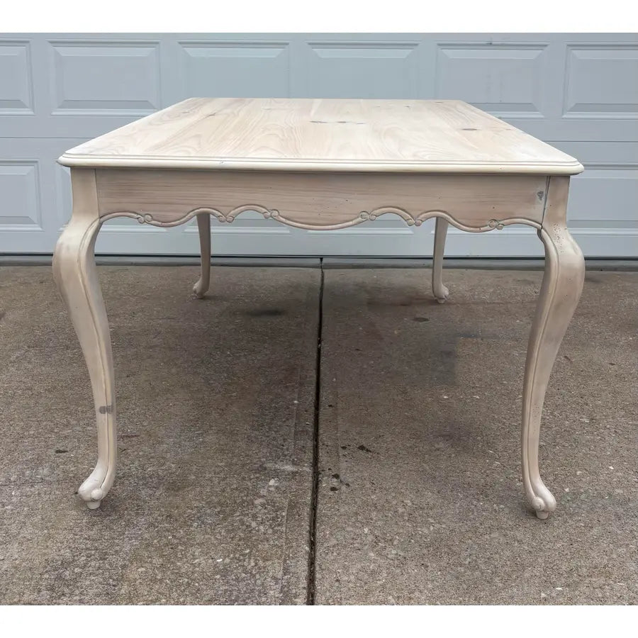 Whitewashed Knotty Pine French Country Dining Table