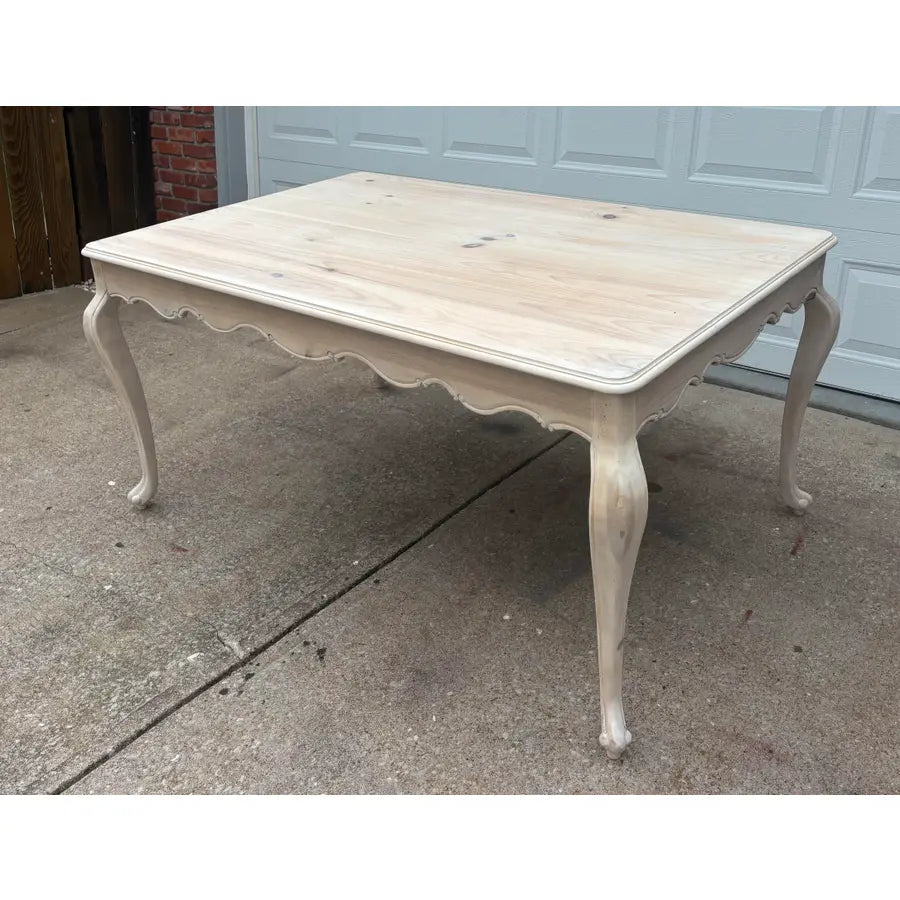 Whitewashed Knotty Pine French Country Dining Table