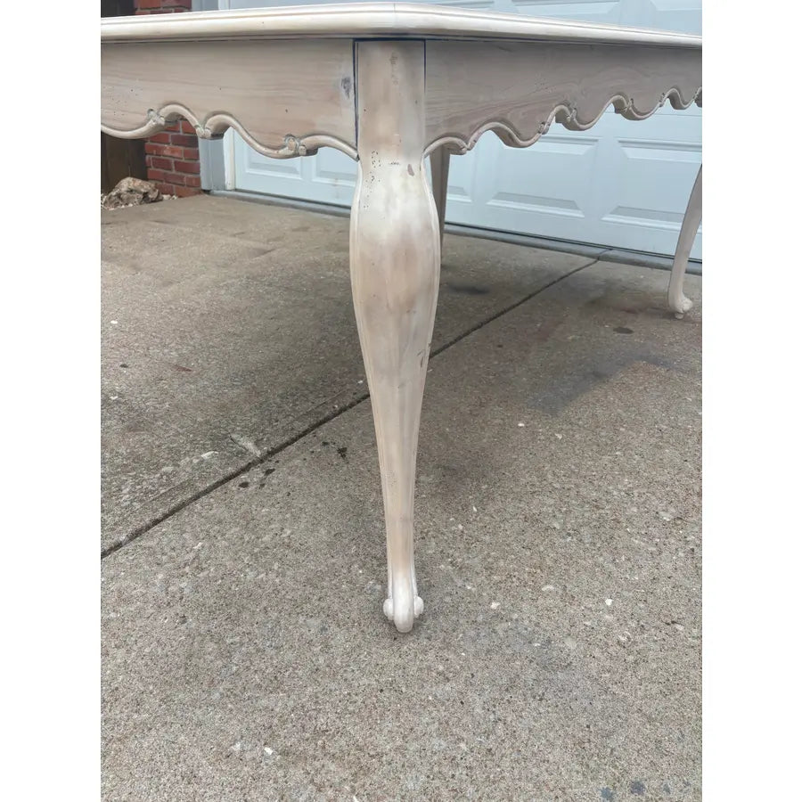 Whitewashed Knotty Pine French Country Dining Table