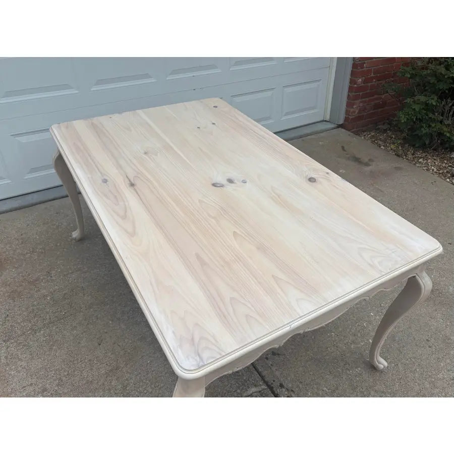 Whitewashed Knotty Pine French Country Dining Table