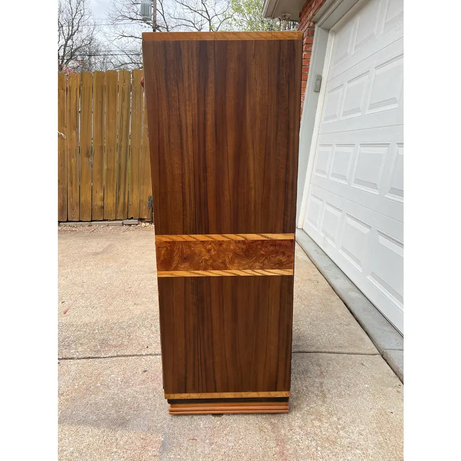 Williamsport Furniture Art Deco Burlwood and Walnut Tall Chest of Drawers- Fully Restored