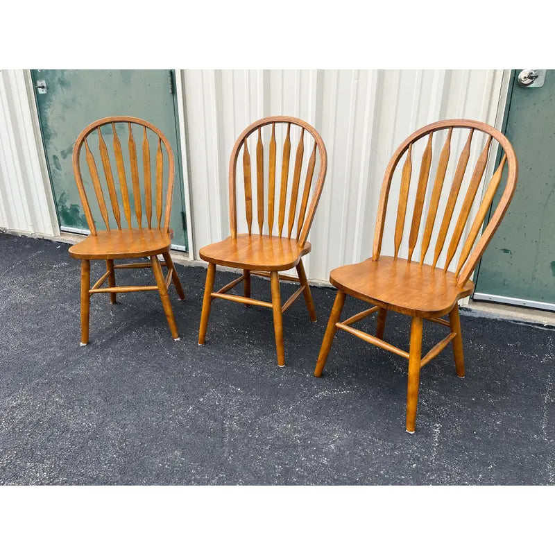 Windsor Style Cherry Dining Chairs- Set of 3