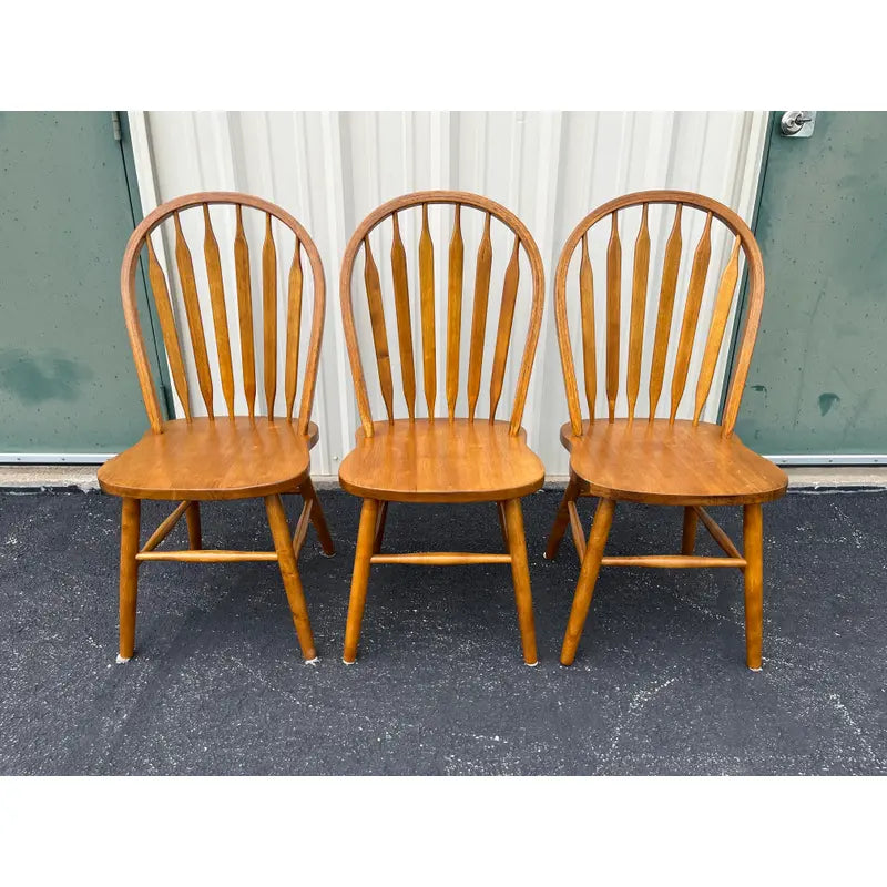 Windsor Style Cherry Dining Chairs- Set of 3