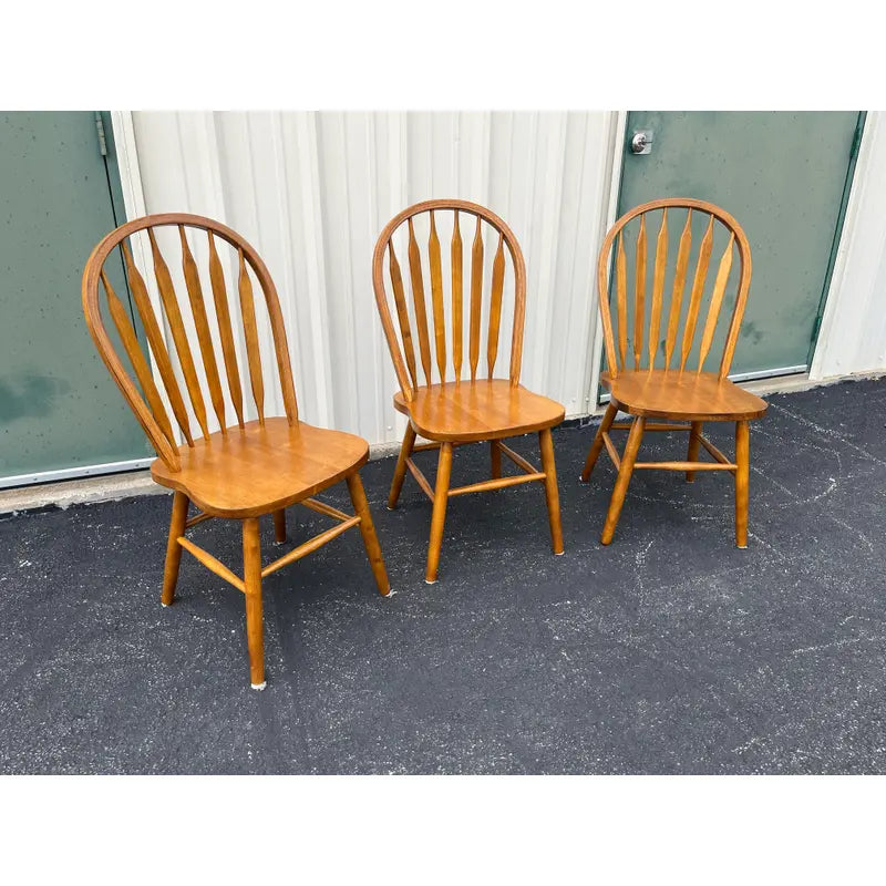 Windsor Style Cherry Dining Chairs- Set of 3