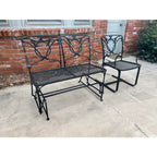 Wrought Iron Glider Bench & Cantilever Chair - Set of 2