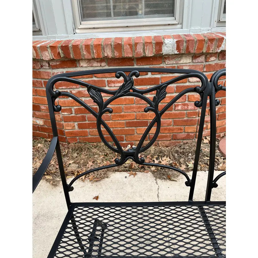 Wrought Iron Glider Bench & Cantilever Chair - Set of 2