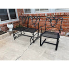 Wrought Iron Glider Bench & Cantilever Chair - Set of 2