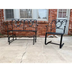 Wrought Iron Glider Bench & Cantilever Chair - Set of 2