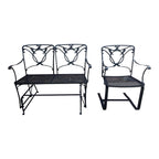 Wrought Iron Glider Bench & Cantilever Chair - Set of 2