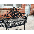 Wrought Iron Outdoor Garden Bar Cart in Black