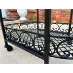 Wrought Iron Outdoor Garden Bar Cart in Black