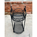 Wrought Iron Outdoor Garden Bar Cart in Black